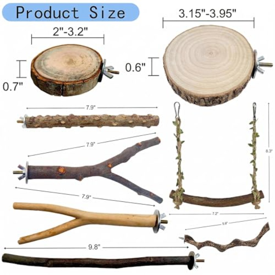 8PCS natural wood bird perches - Health & Wellness Festival review and price